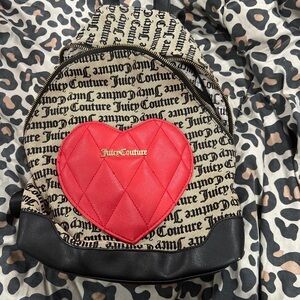 Juicy Couture Beige and Red Heart Backpack